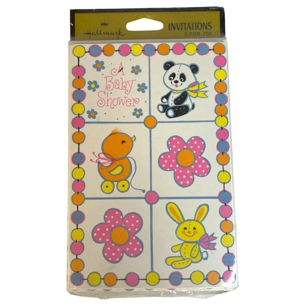 3 Hallmark Baby Shower Invitations 8 Packs Animal Design New Sealed Pink Yellow‎